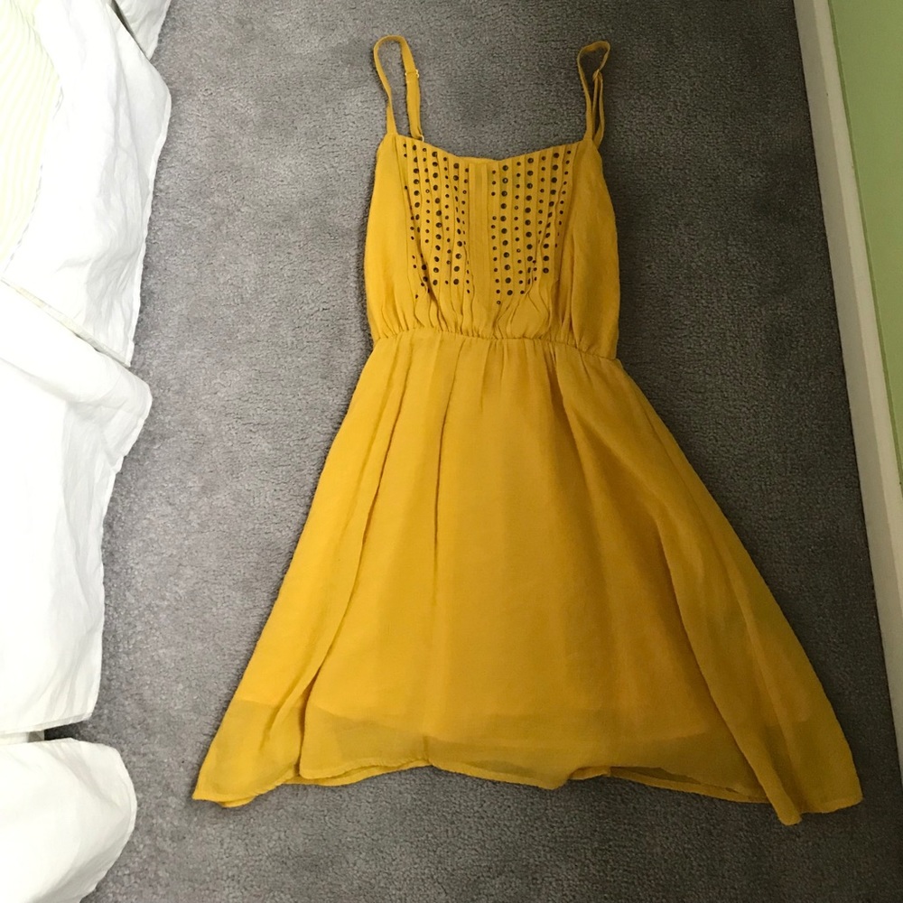 Bright yellow urban outfitters dress